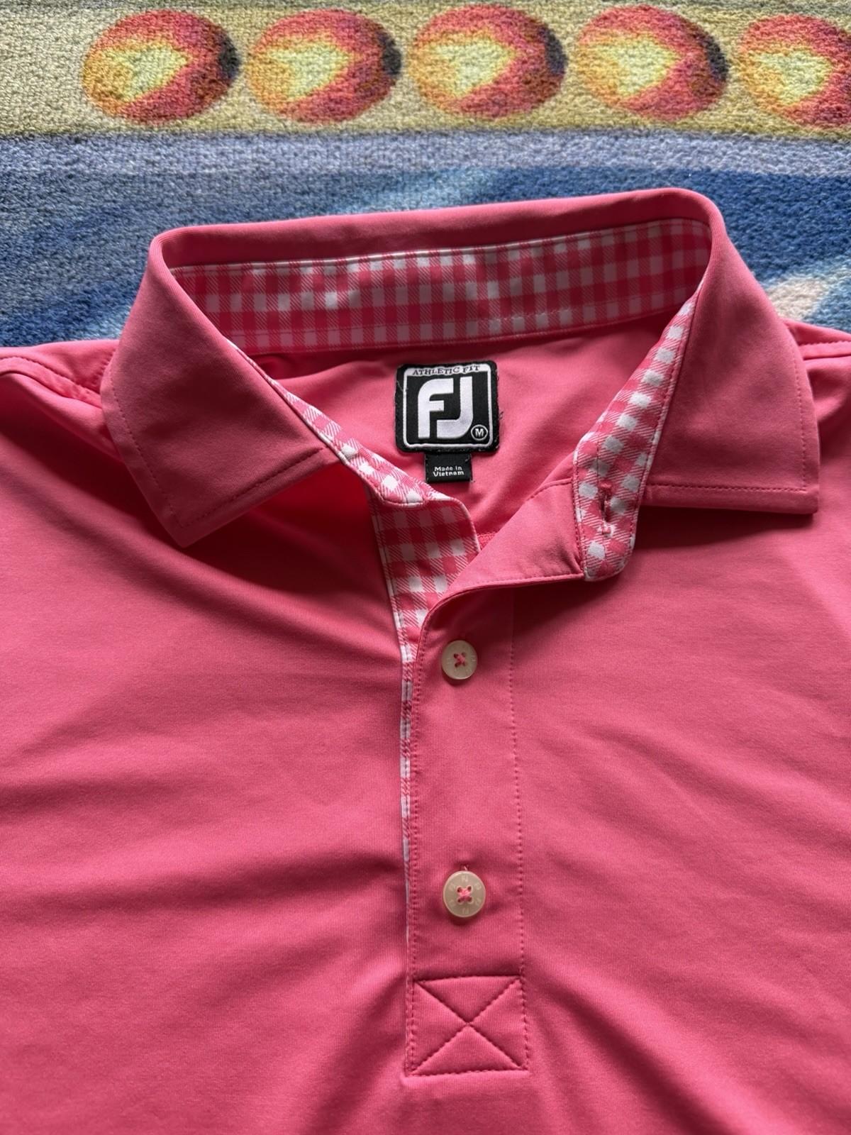 FootJoy Titleist Polo Shirt Mens Medium Pink Golf Performance Preppy Logo