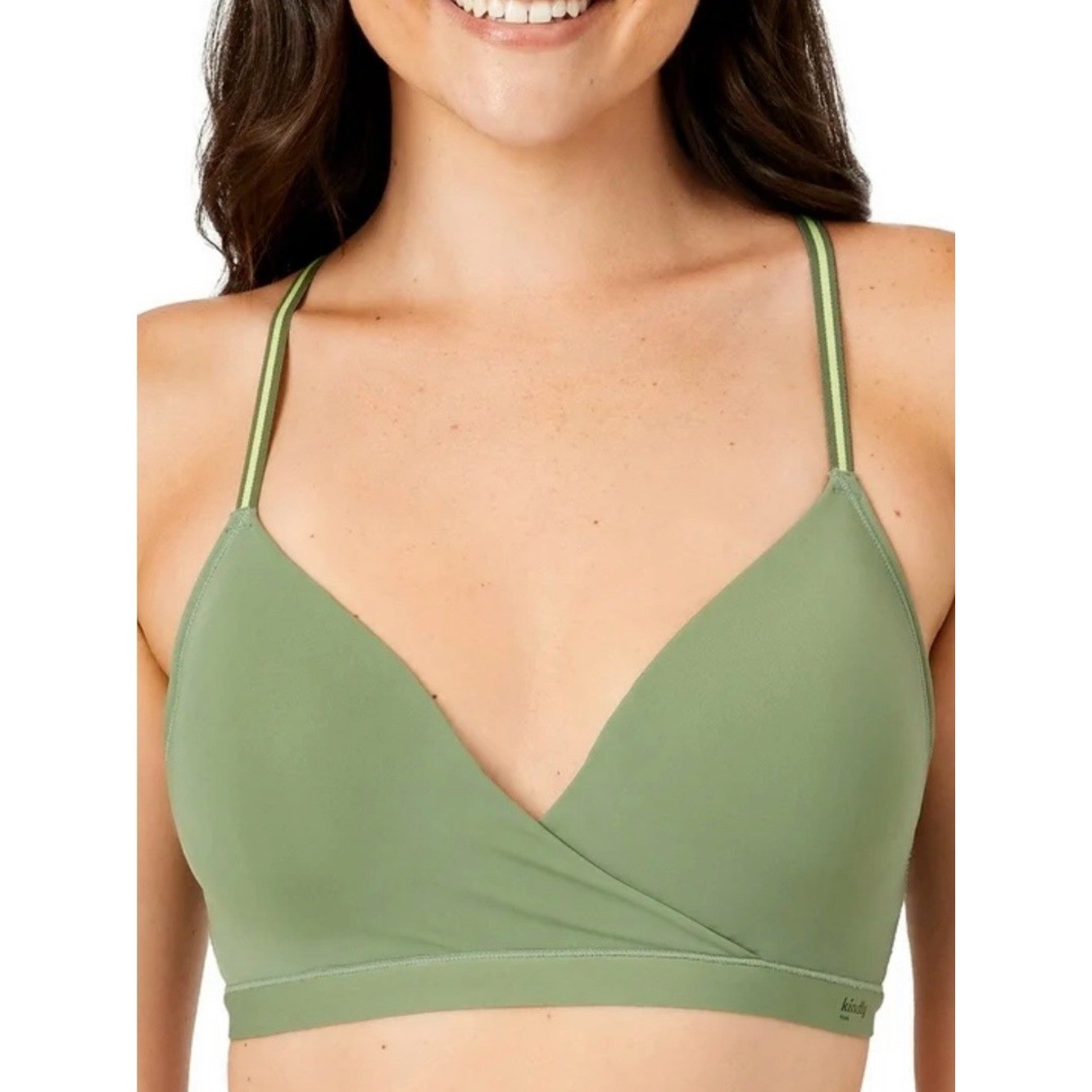 KINDLY YOURS Sea Spray Green Cross-Over Hybrid Bra Comfy Stretchy Size XL