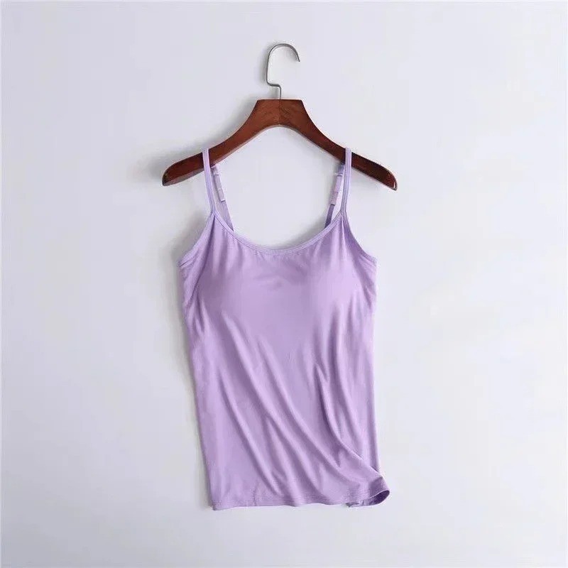 Share Women’s Camisole with Built in Shelf Bra Spaghetti Strap-Vest Padded Tank