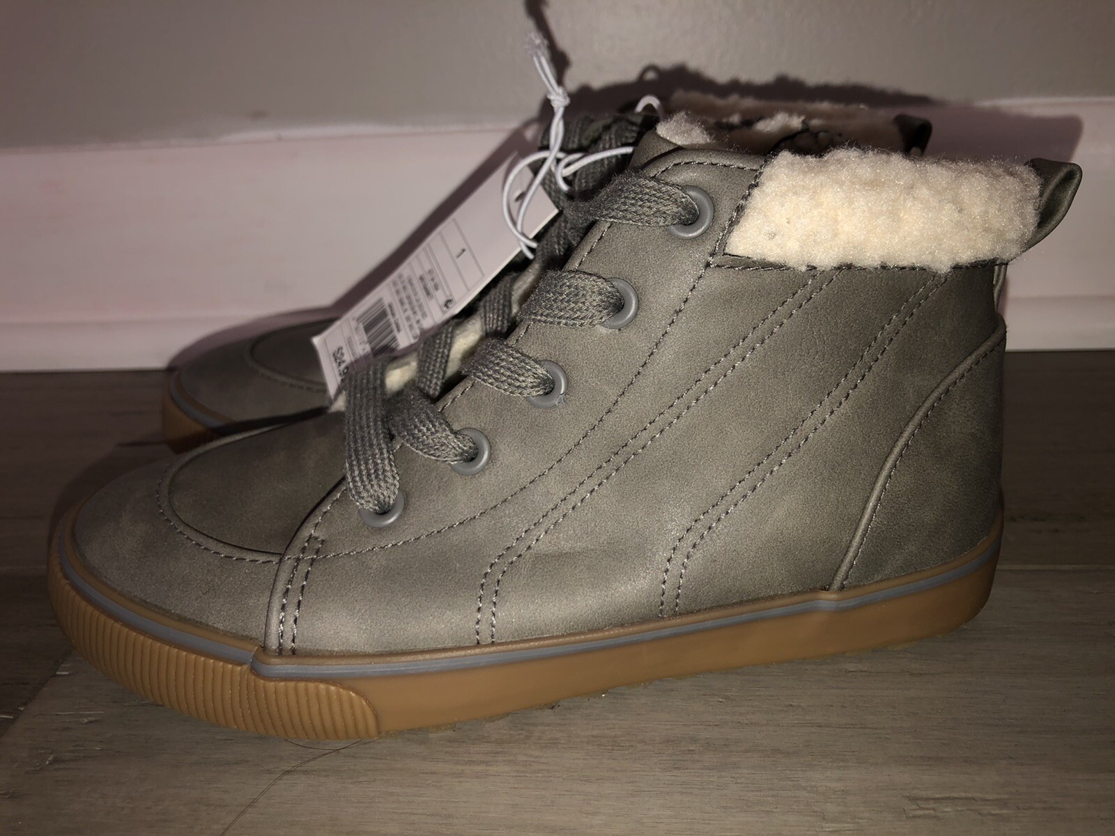 NEW Cat & Jack Grey Barnett Fashion High Top Sneaker Boots Boy’s Youth Size 1