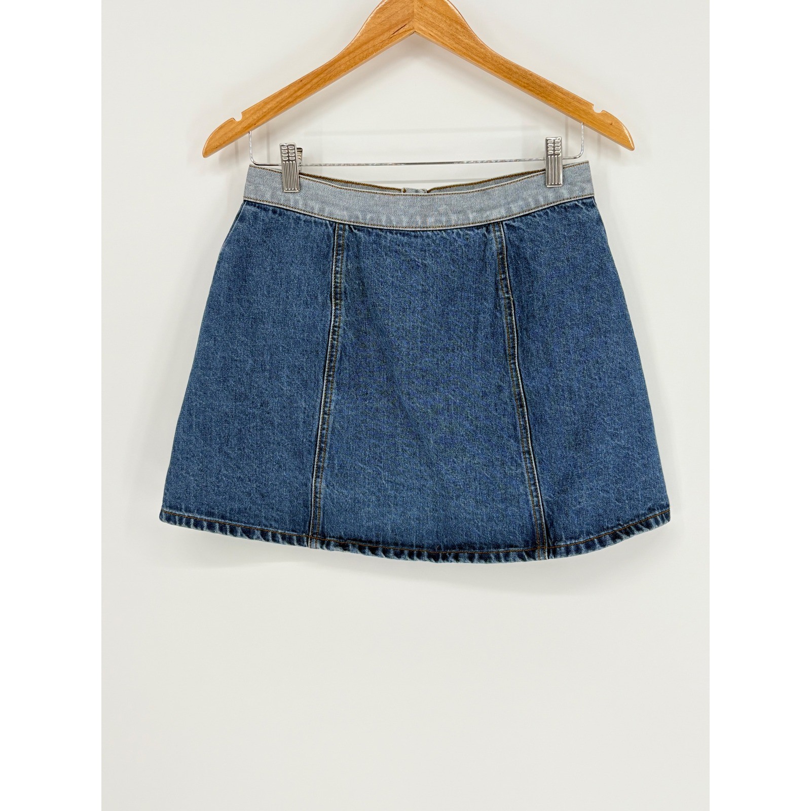 BDG Urban Outfitters Two Tone Denim Mini Skirt Size 6 Colorblock Button Front