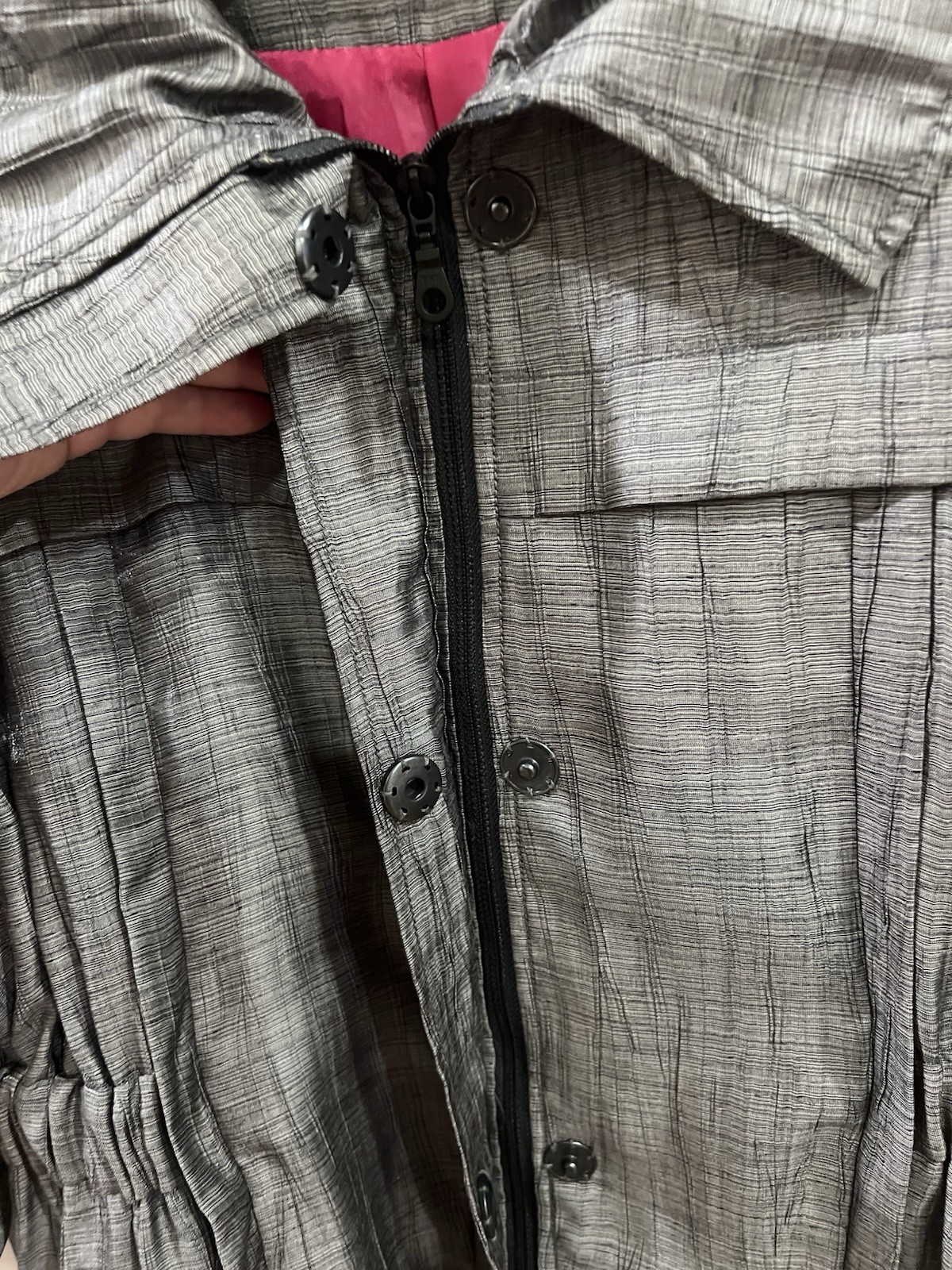 NIC + ZOE Metallic Utility Jacket Ruffle Detail Roll Tab Sleeve Cinch Waist Sz L