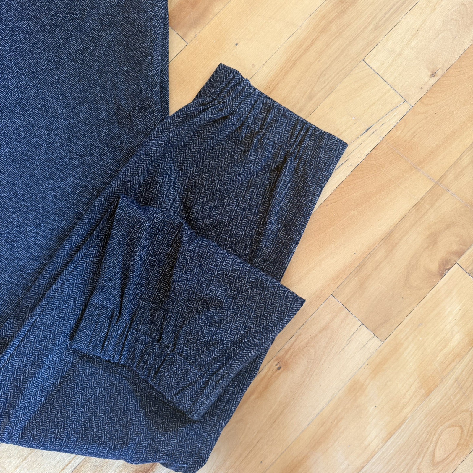 Express Extra Slim Gray Herringbone Drawstring Trousers Mens Small Elastic Waist