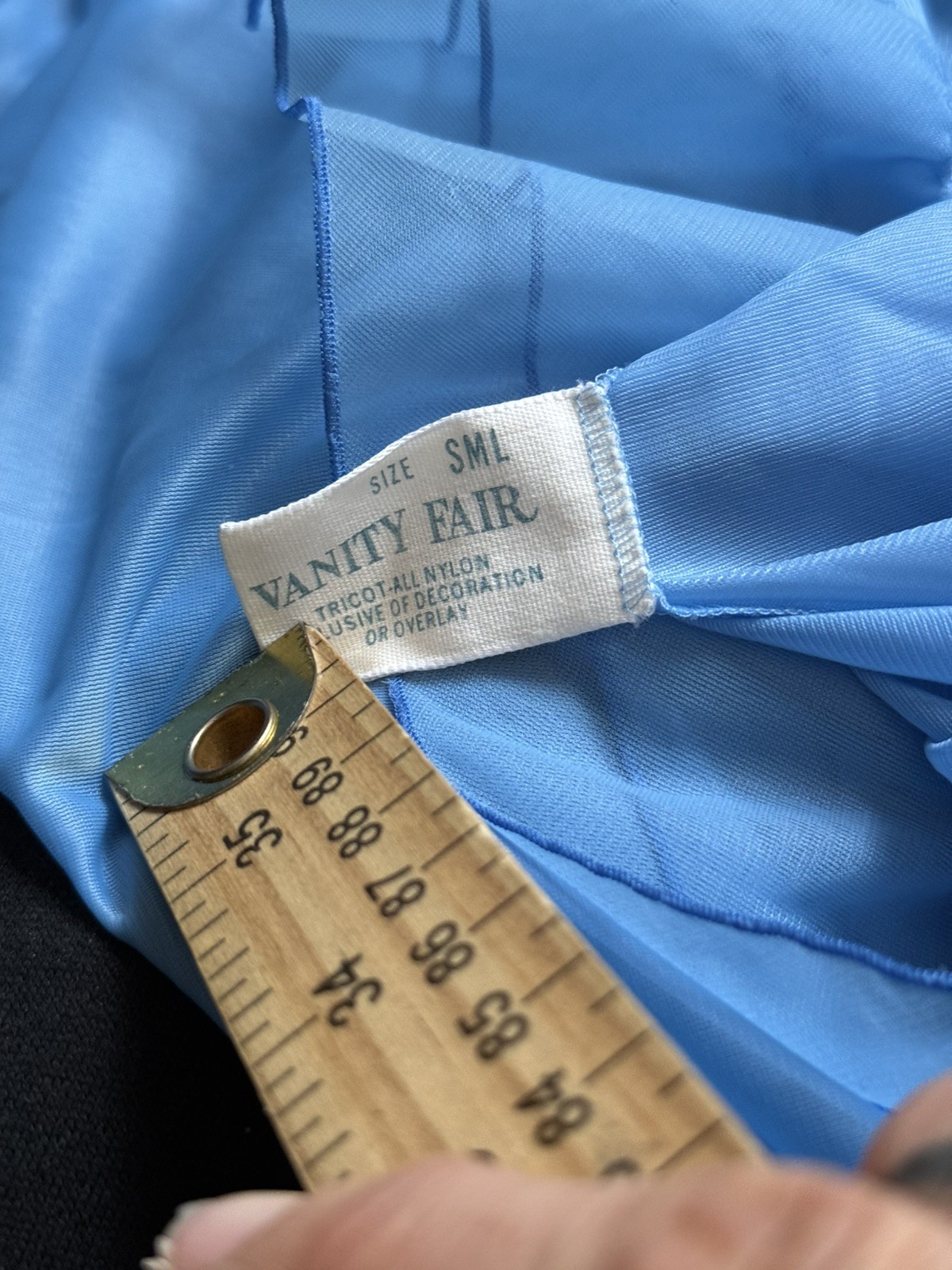 Vintage Vanity Fair Chiffon Blue Baby Doll slip Nightgown Small Coquette 60s