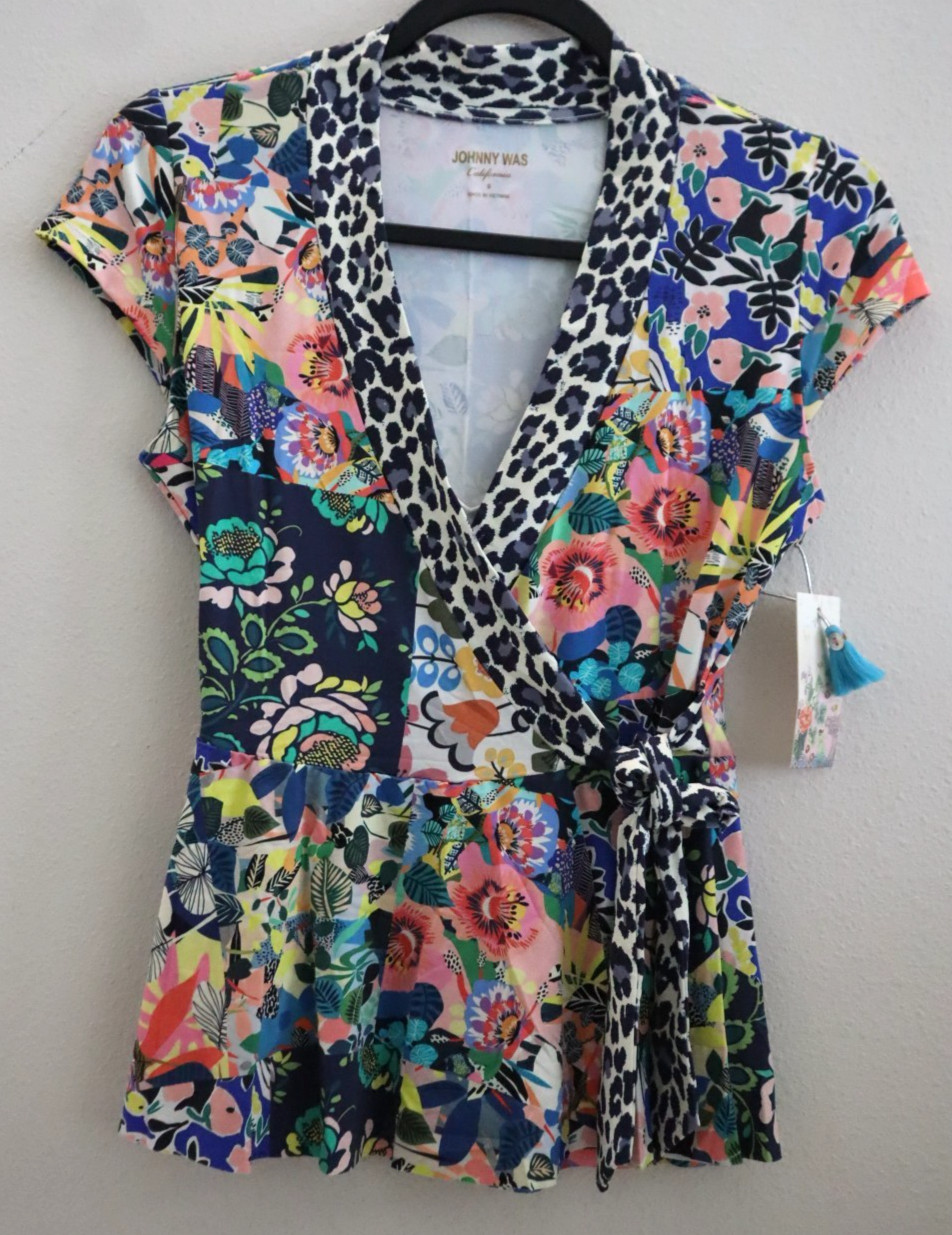 Johnny Was CSW7620 Women’s Sz S Multi Layla Floral Wrap Tankini Top $158