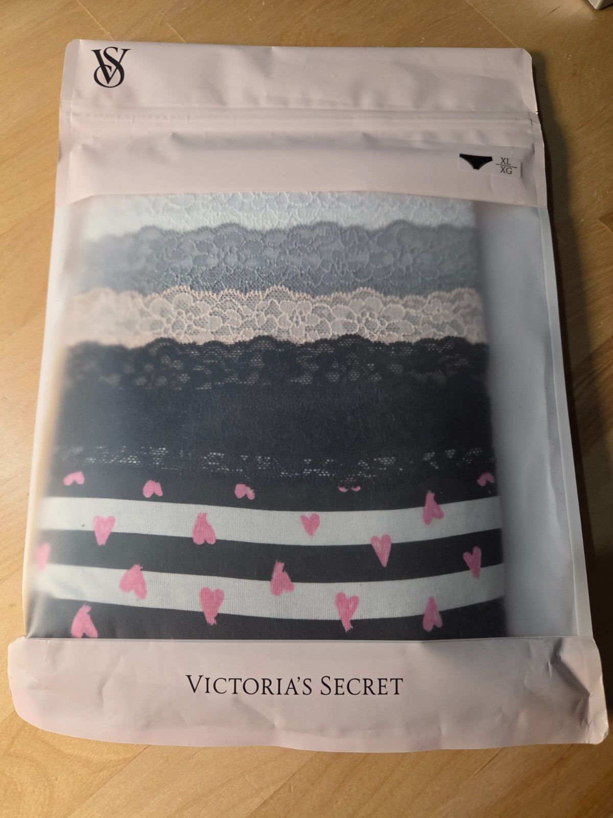 VICTORIA’S SECRET 5-Pack Lace Waist Cotton Cheeky Panties Size XL, M,S New #B1-4