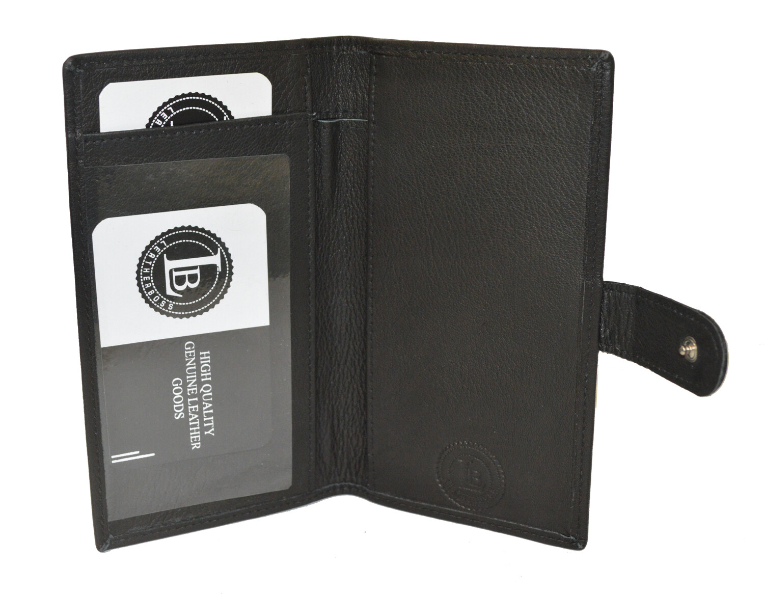 Leatherboss Genuine Leather Checkbook Cover with Snap Closure