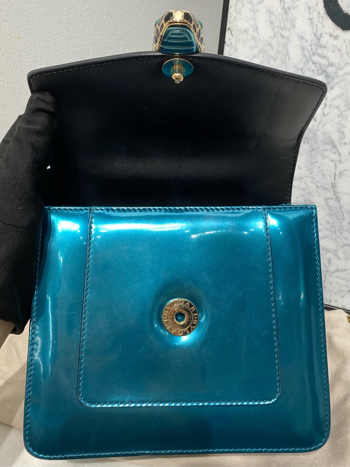 Bvlgari Pre-Owned Authentic Satchel Blue 18*16*9.5 cm – 7.1*6.3*3.7 inches
