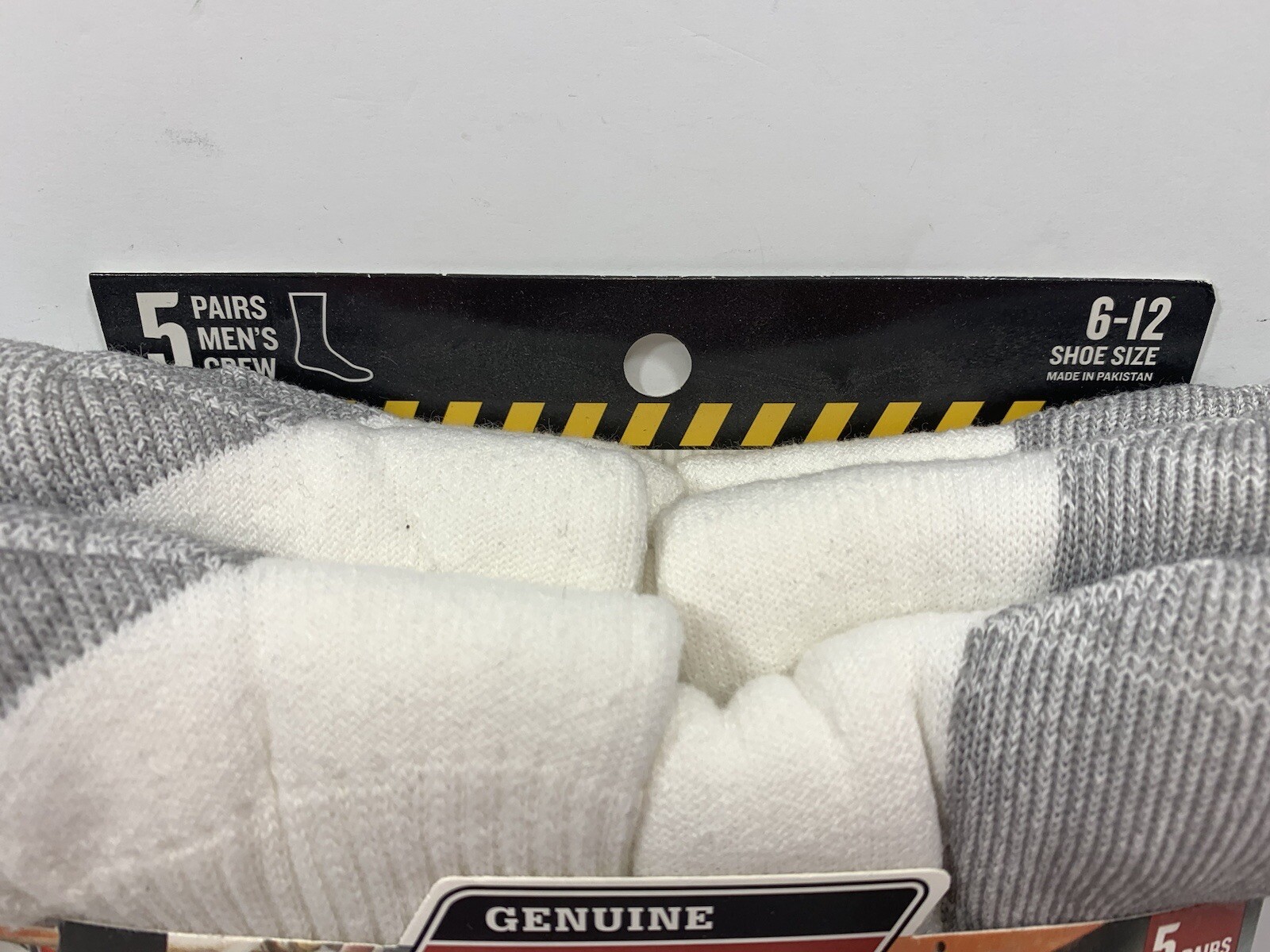 Dickies Genuine 5-Pair Work Men’s Socks, Size 6-12- White/Grey