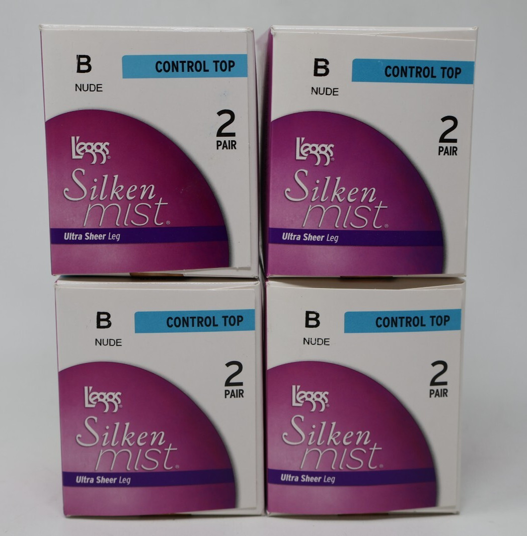 8 L’eggs Silken Mist Control Top Ultra Sheer Run Resistant Pantyhose NUDE Size B