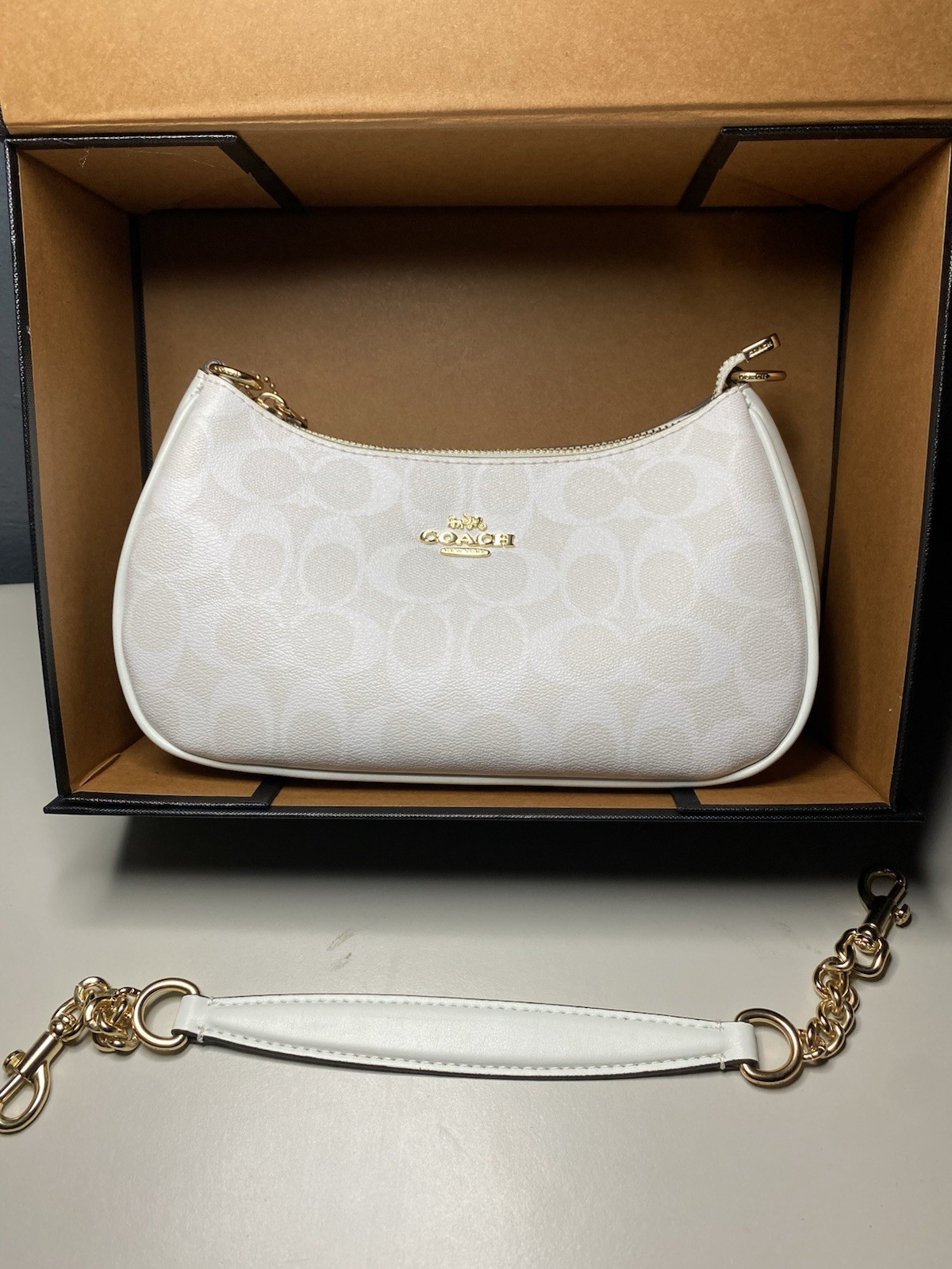 COACH Teri Shoulder Bag CA548 in Signature Canvas white Free Shipping