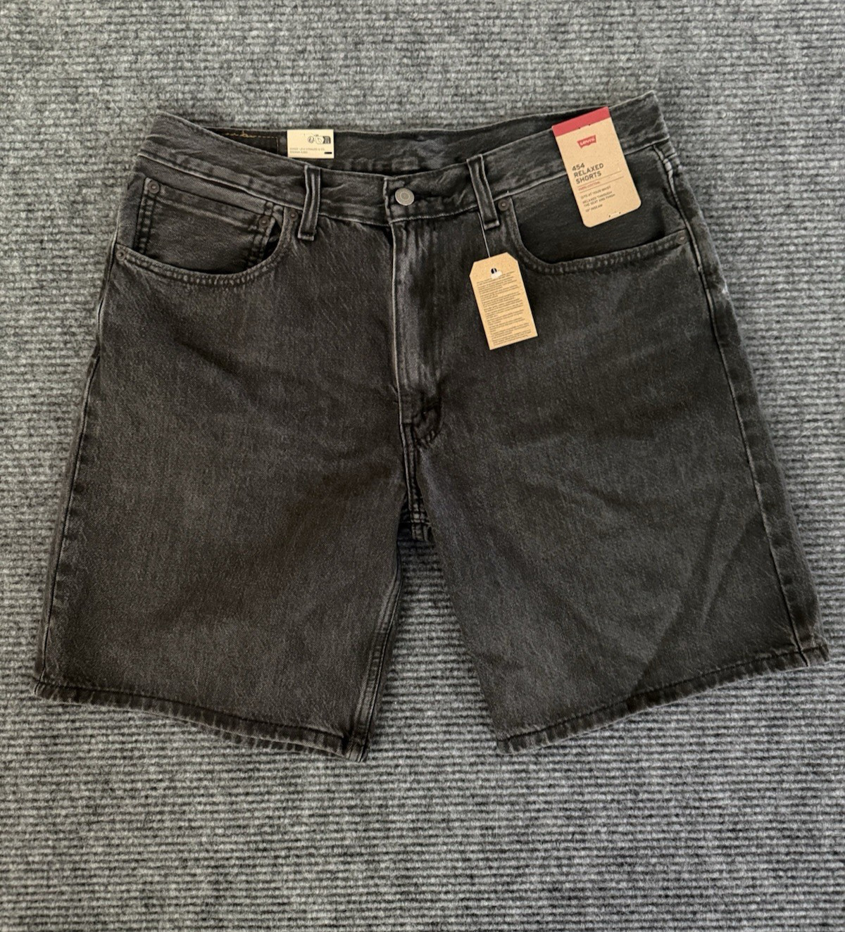 Levi’s 454 Relaxed Jean Shorts Black Denim 10″ Inseam 100% Cotton NWT Men’s