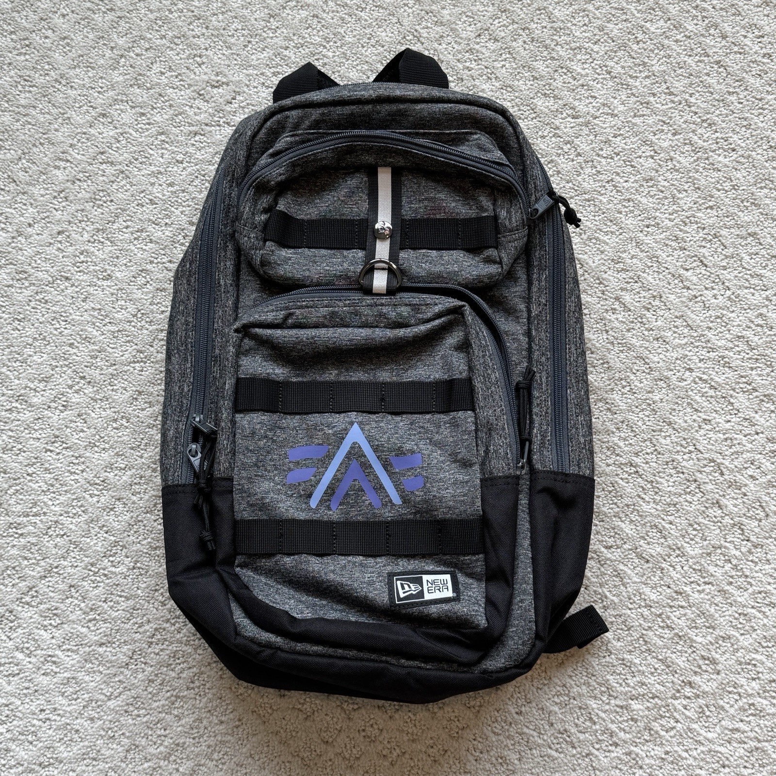 New Era Congaree Gray/Black Zip Backpack Padded Adjustable Straps Inner Pockets