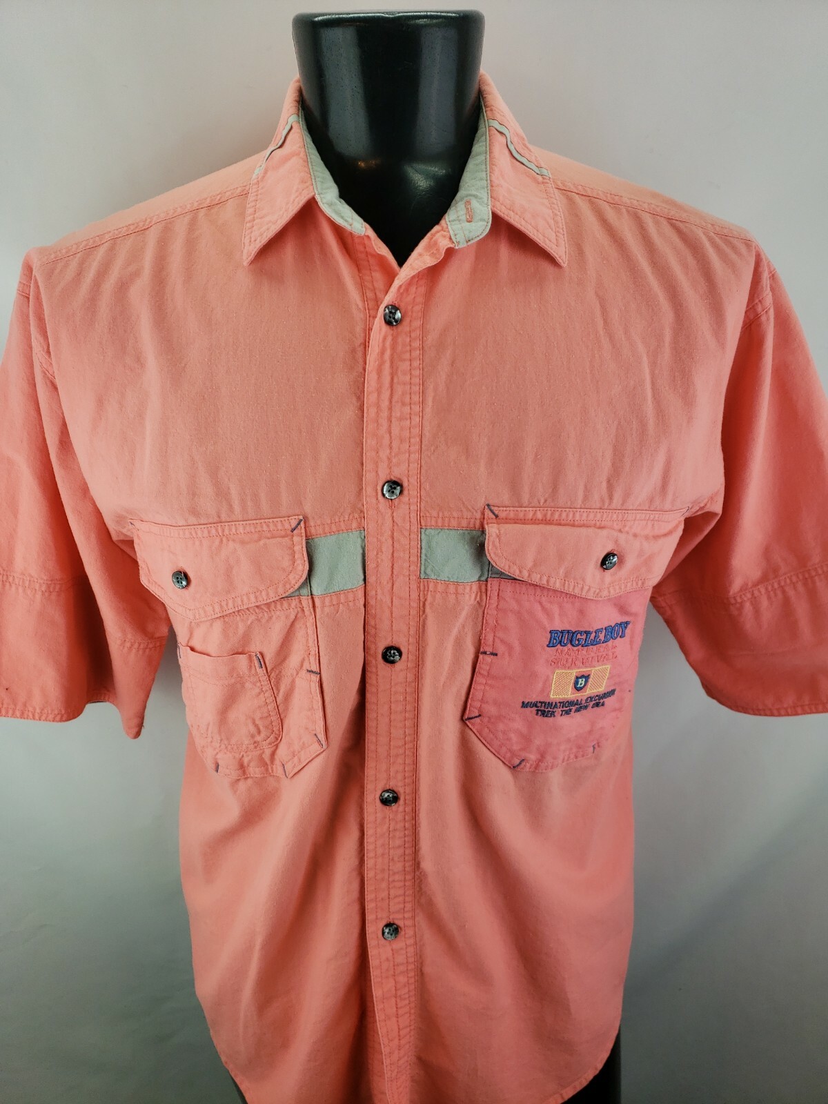 Vintage Bugle Boy Trek Hip Hop Colorful Shirt Mens Medium Rap 90s 80s