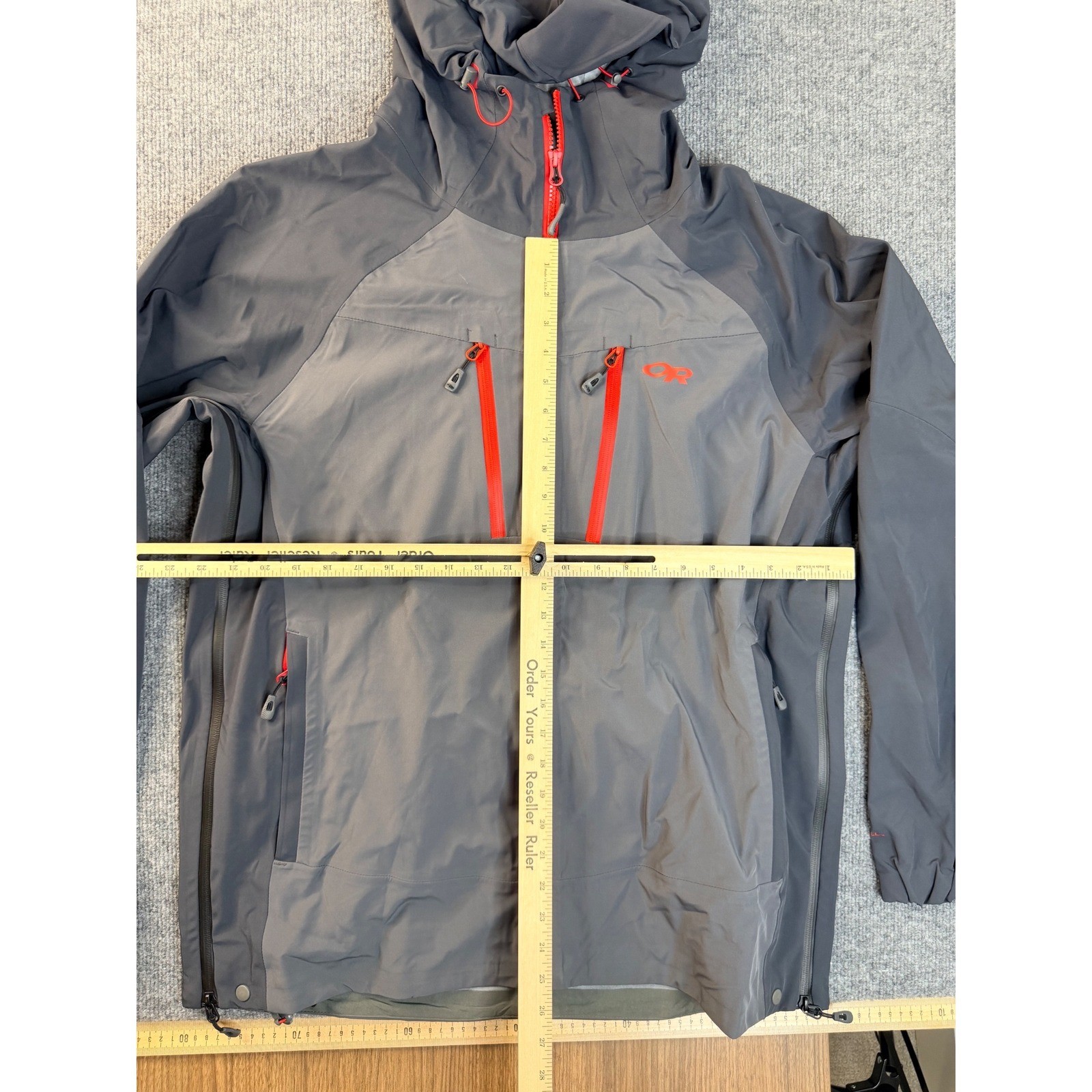 Outdoor Research Jacket Men XL Gray Orange Softshell Hooded Hikin Full Zip XL/TG