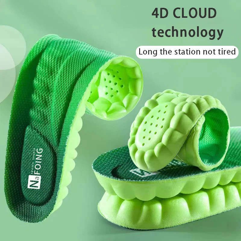 4D Orthopedic Sport Insoles Super Soft Breathable High-elasticity Shock Absorpti