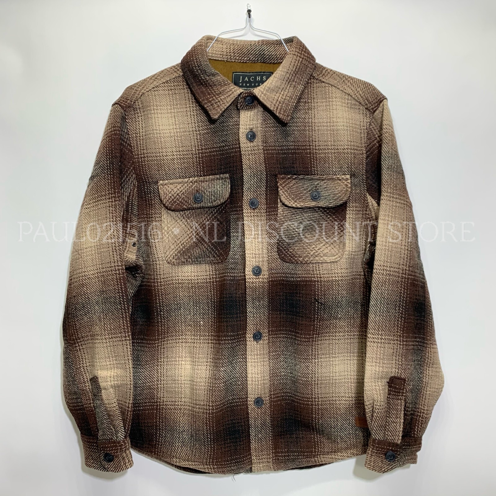 JACHS Men’s Premium Shirt Wool Blend Jacket w Inside Pocket ~ Brown ~ M XL XXL