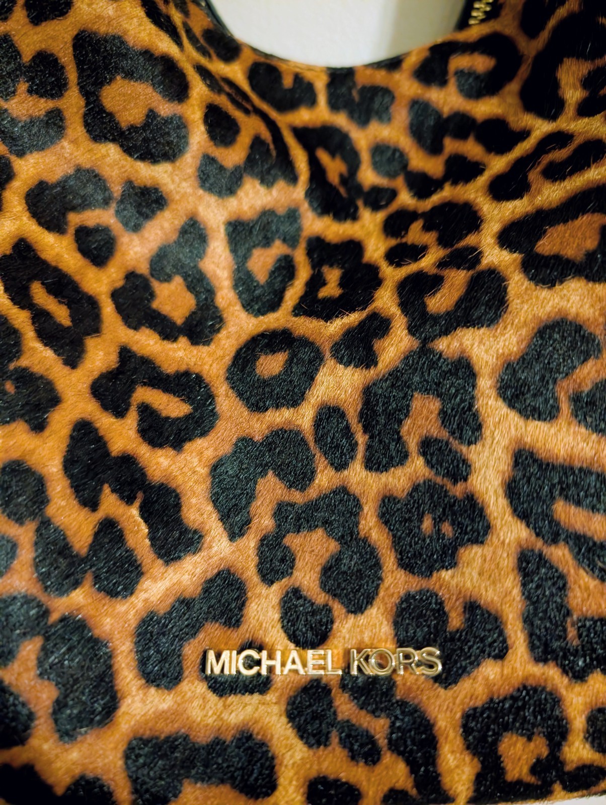 Michael Kors Nayla Medium Leopard Print Calf Hair Shoulder Bag NWT