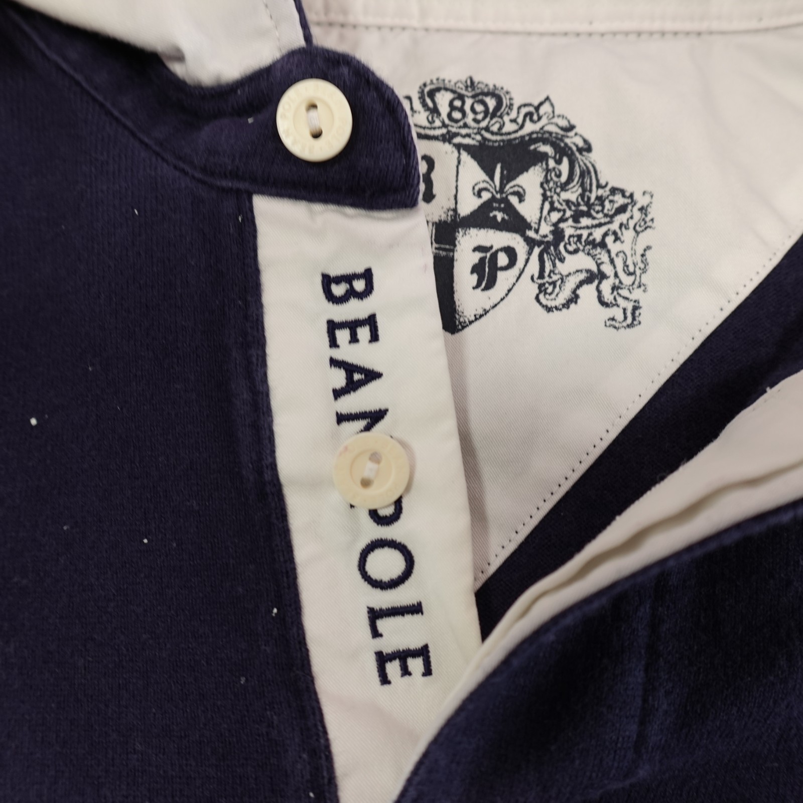 Beanpole Jeans L 105cm Rugby Pullover Large Bike Logo Splatter Flaws