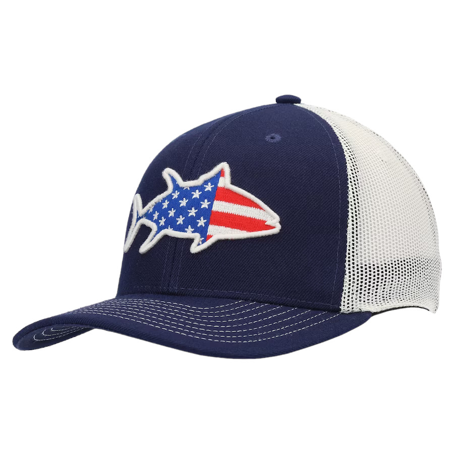 Local Crowns Tuna USA Collection Navy White Adjustable Trucker Snapback Hat OSFM