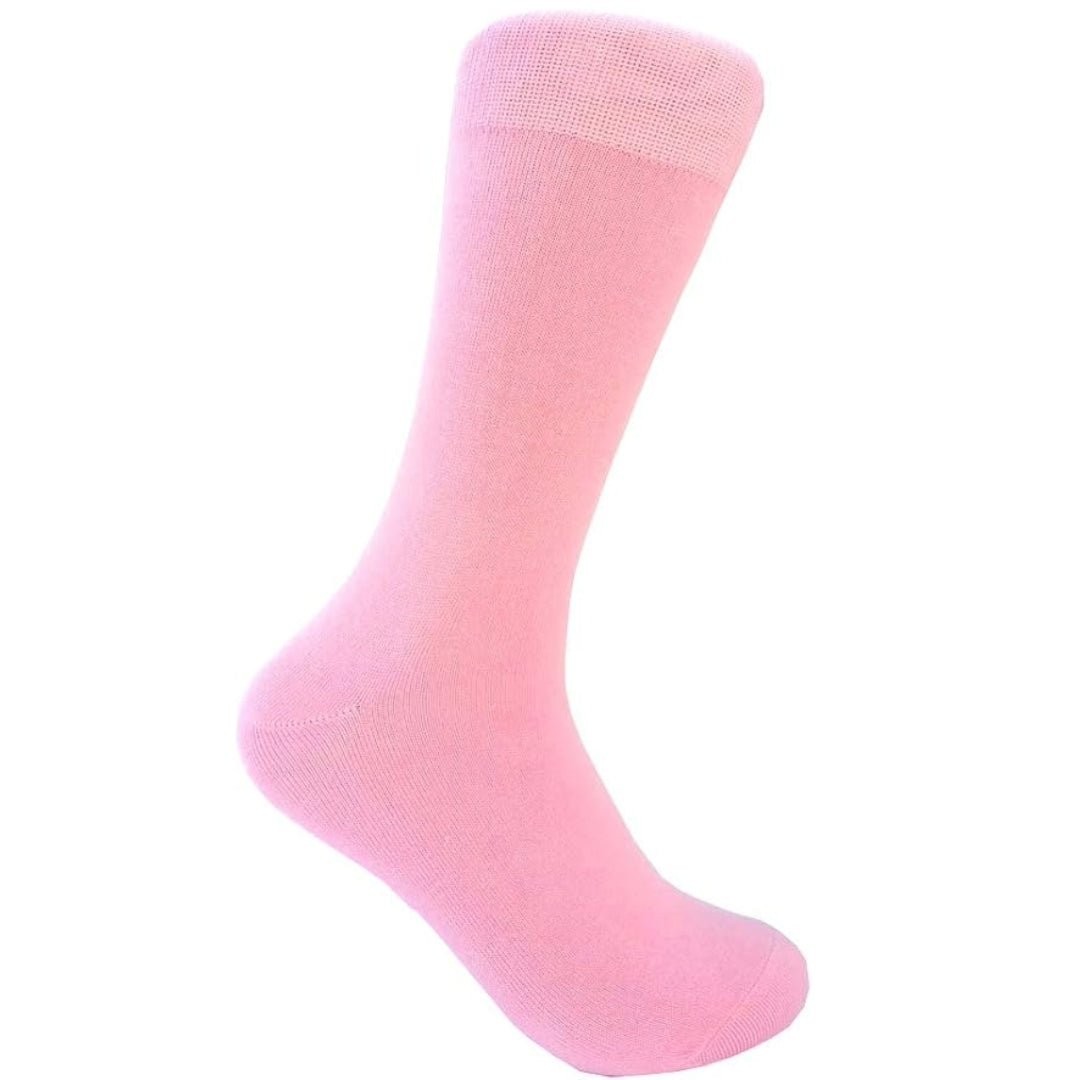 Solid Color Crew Cotton Dress Socks – Light Pink