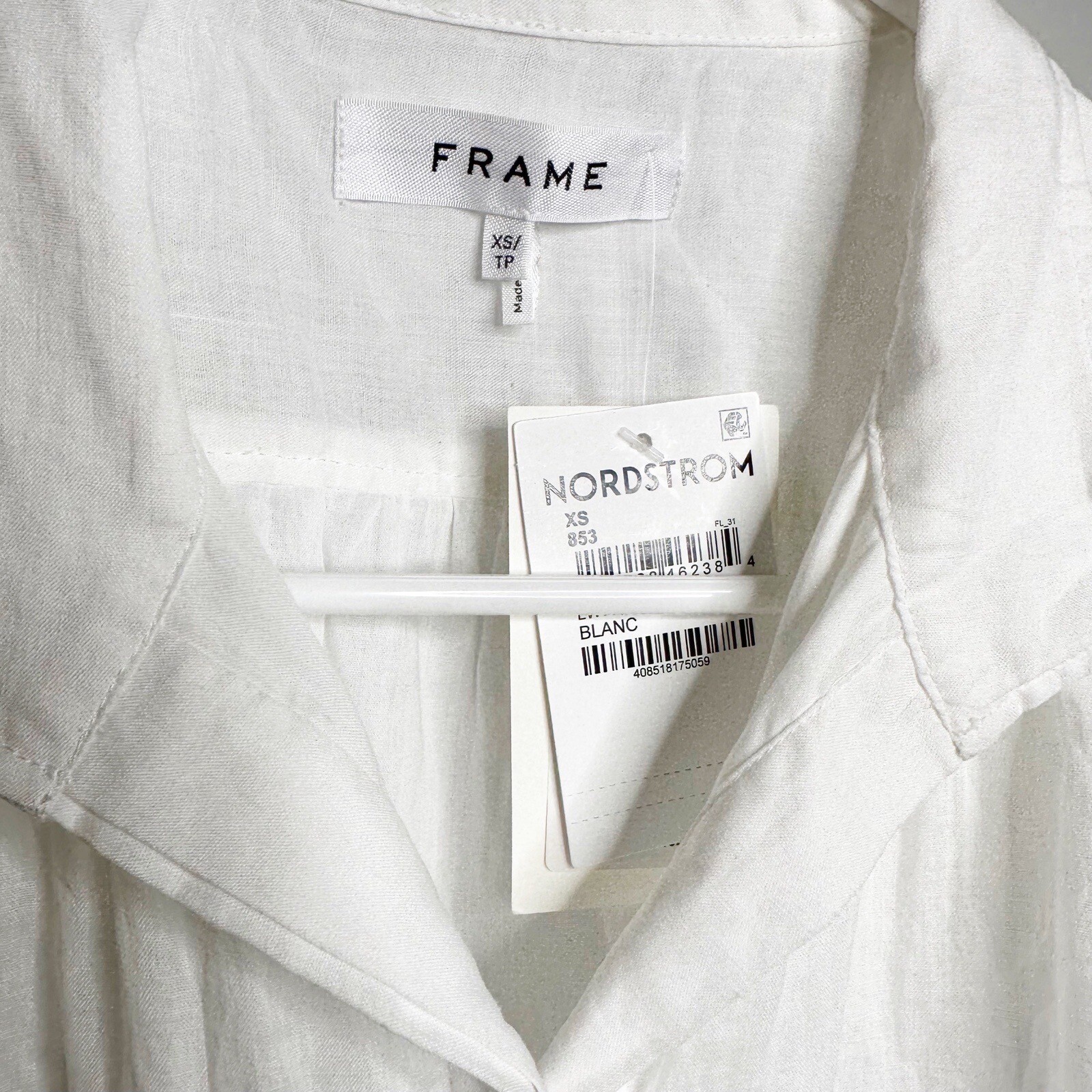 NWT FRAME Gillian Puff Sleeve Cotton Shirtdress Women’s White Blanc Size XS $398