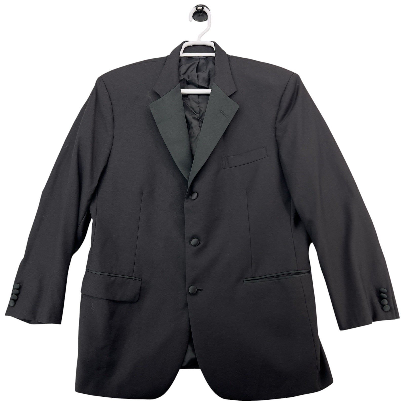 Brooks Brothers Madison 1818 Tuxedo Jacket 44R Black 100% Wool Satin Peak Lapel
