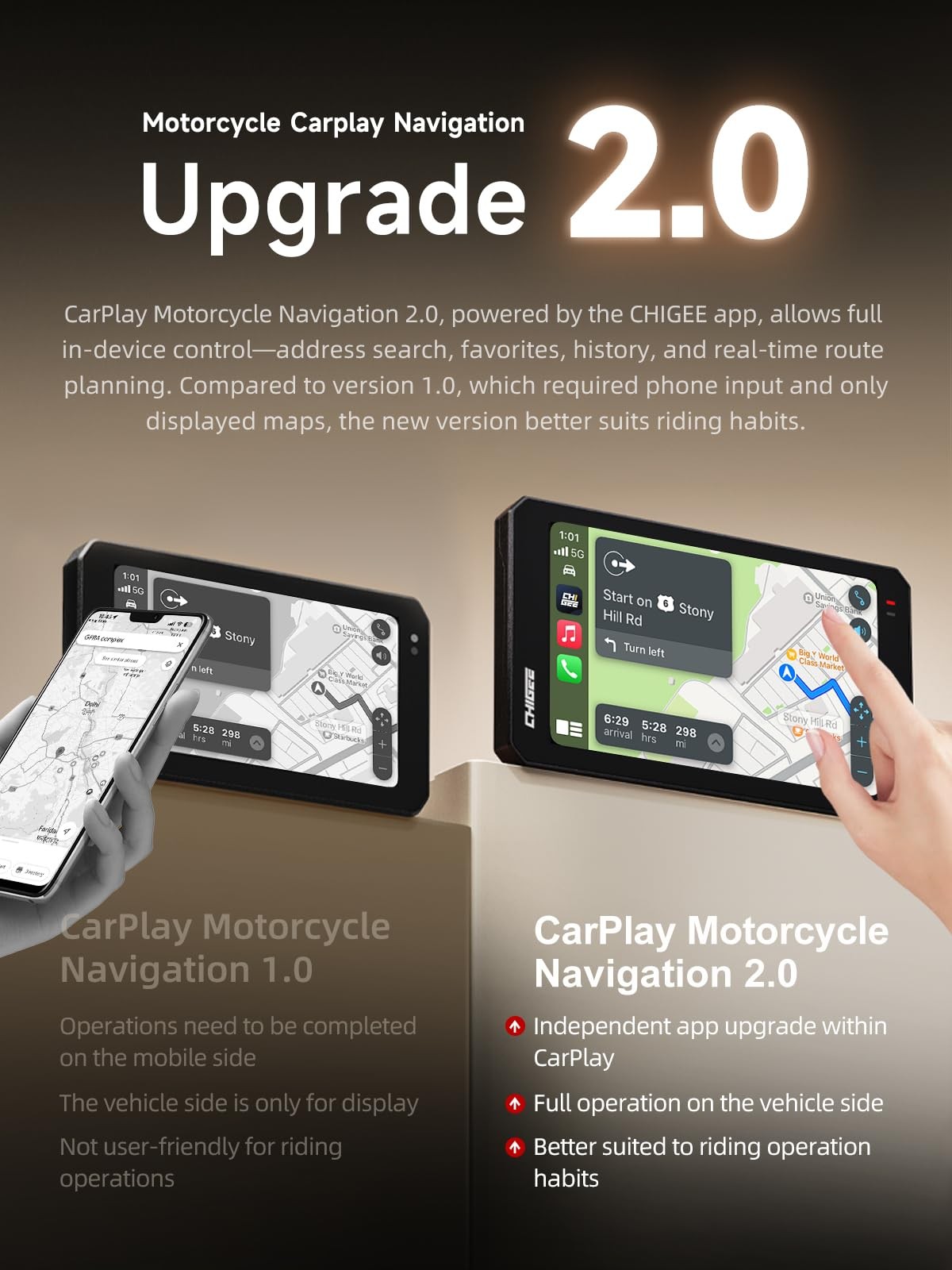 CHIGEE AIO-6 LTE 4G Motorcycle GPS Navigation with 6 inch Display, Smart Geo-Fen