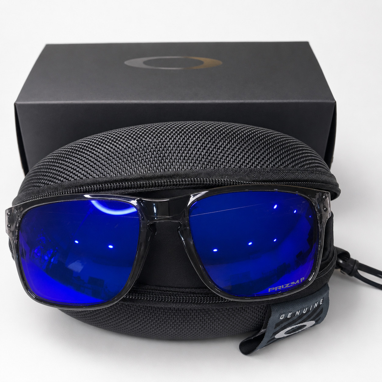 Oakley Holbrook Polarized Sunglasses Smoke Gray Frame Deep Blue Mirror Lens
