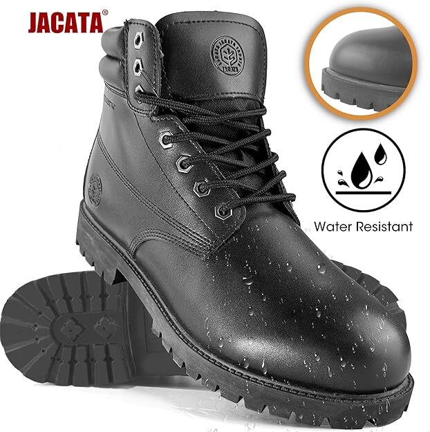Jacata Men’s Winter Snow Work Boots Shoes 6″ Premium Waterproof Leather 8601