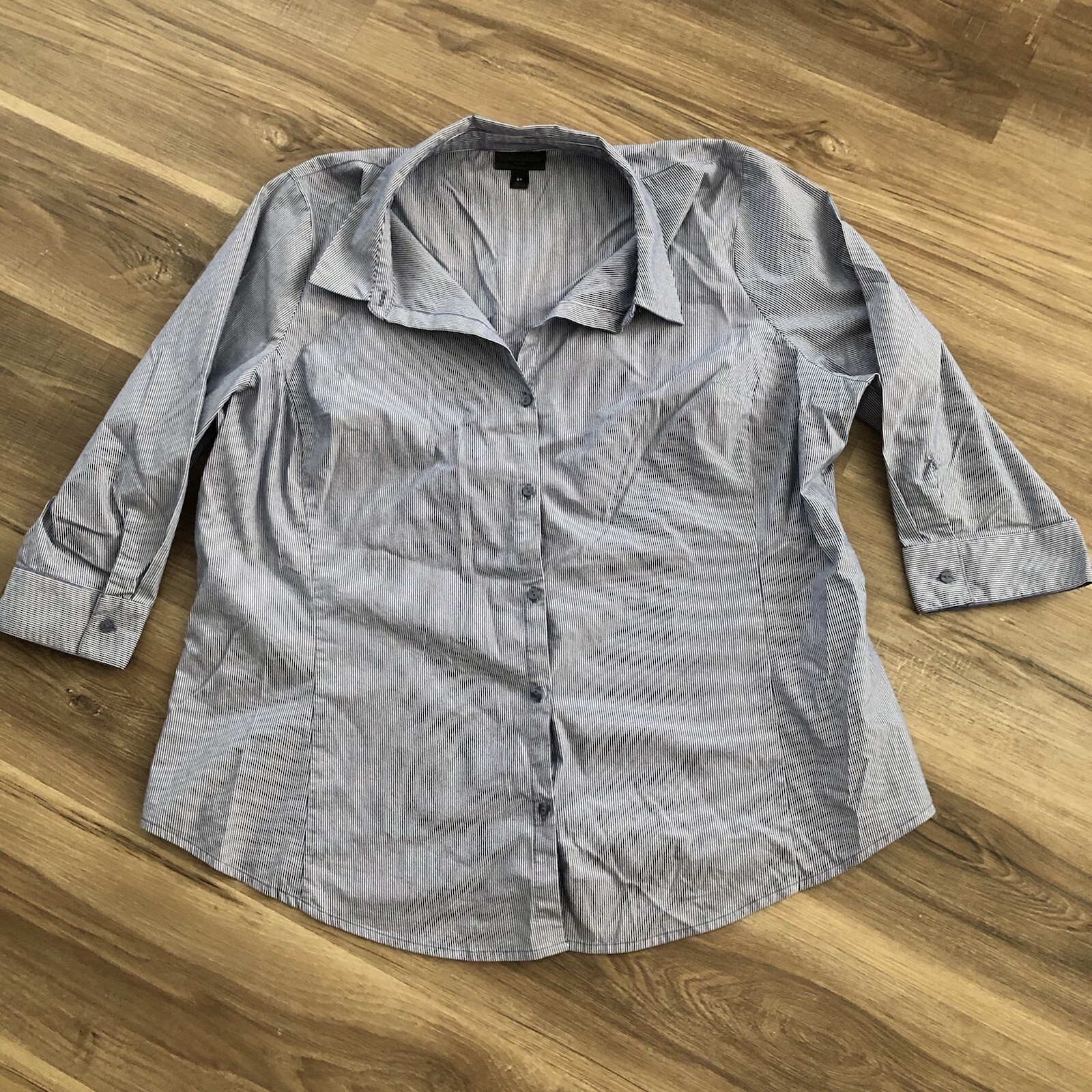 Worthing Women’s Pin Stripe Button down size 2X Blue Work Wear