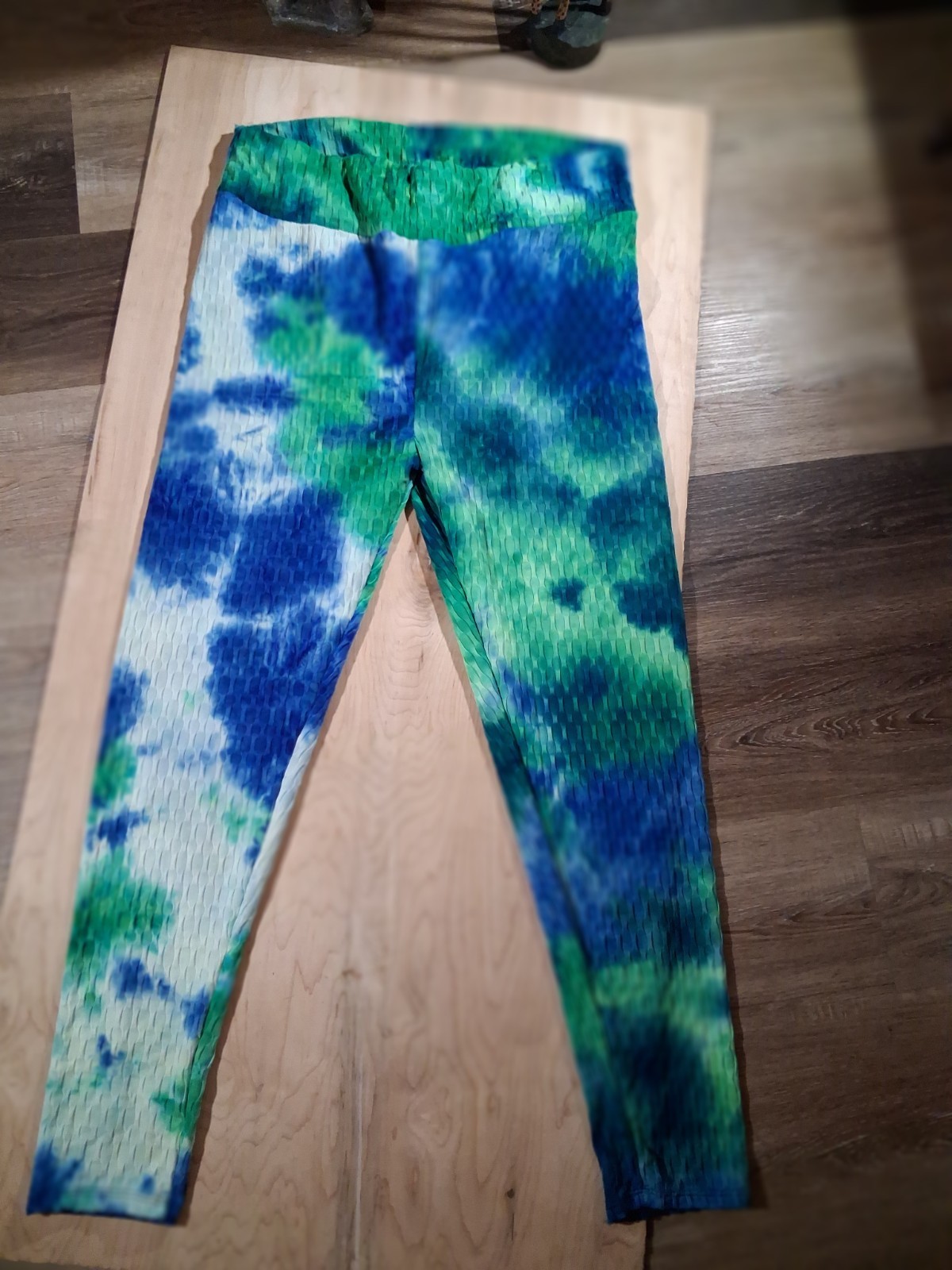 Tie Dye Leggings Women’s 3XL Blue & Green Tye Dyed Hippie Made in USA 3X XXXL