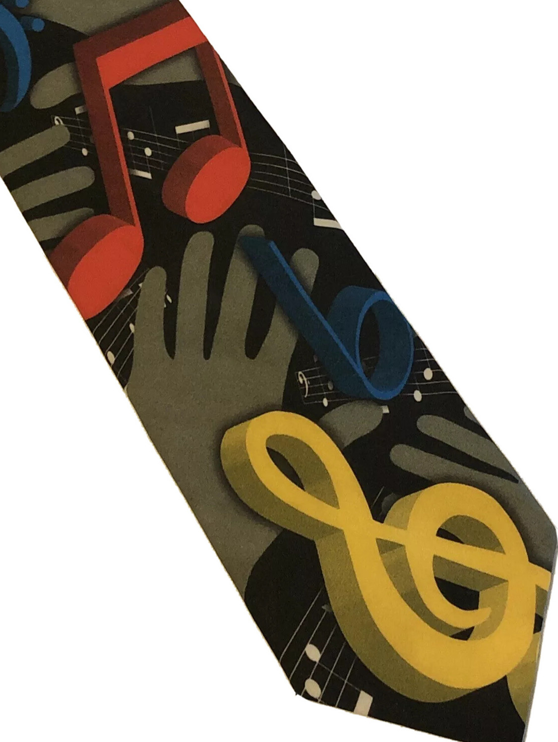 Ralph Marlin Music Tie “Musical Notes II” Black Multi-Color Necktie 56″x3.75