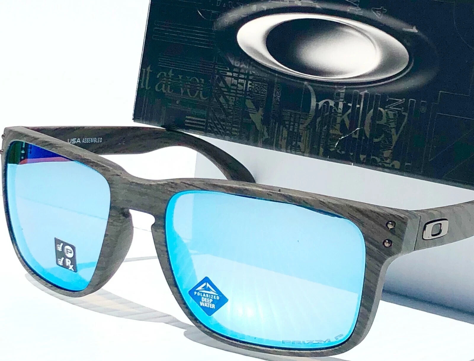 NEW* Oakley HOLBROOK Woodgrain Polarized Deep Water PRIZM H2O Sunglass OO9102-J9