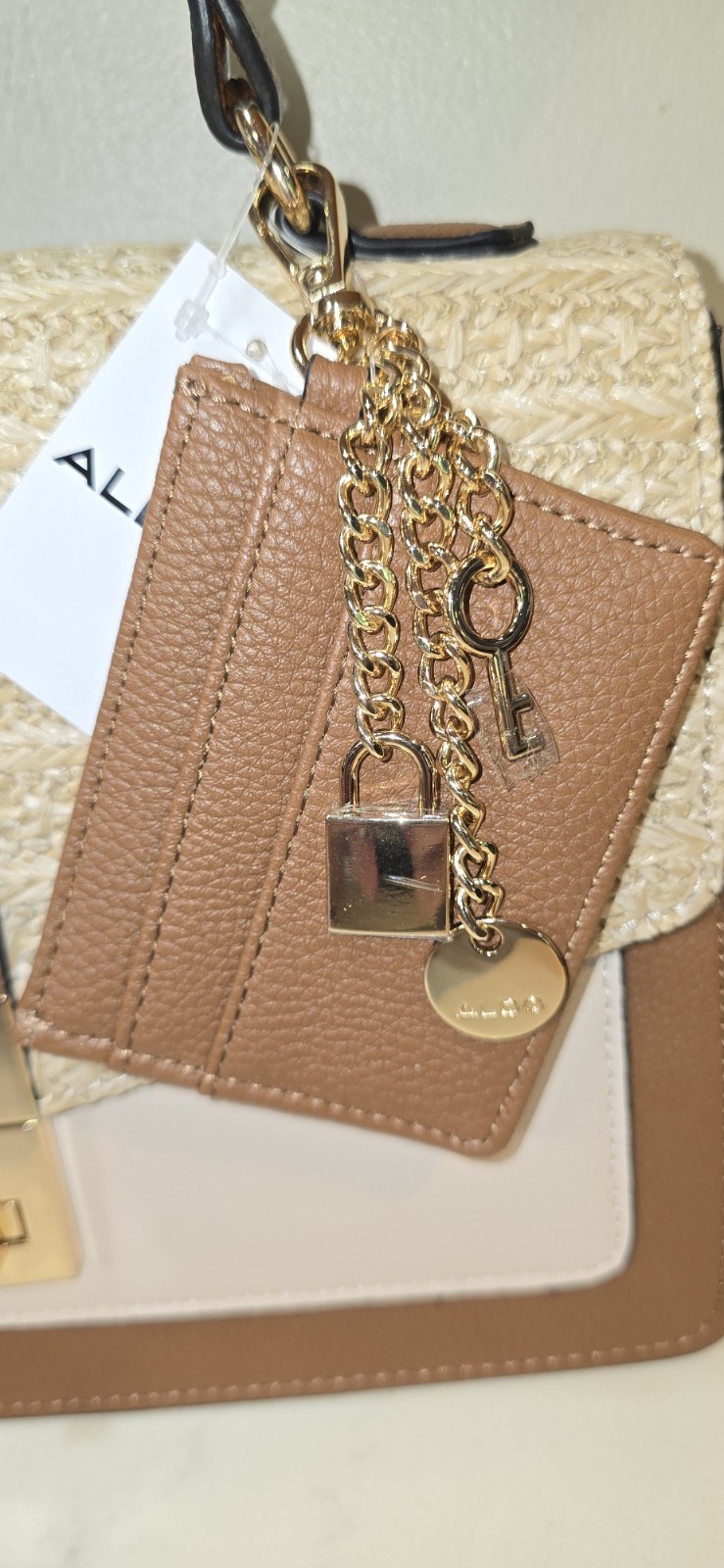 NEW Aldo Straw Satchel Bag, Boho, Top Handle Crossbody Bag with Wallet
