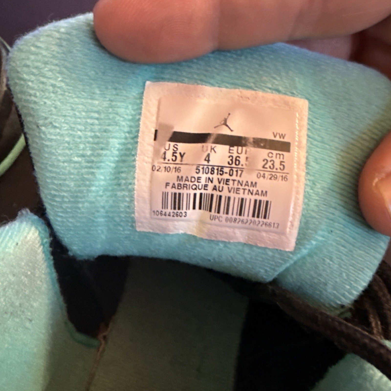 NIKE AIR JORDAN 12 RETRO GG BLACK/TEAL -HYPER JADE SIZE 4.5Y [510815-017]