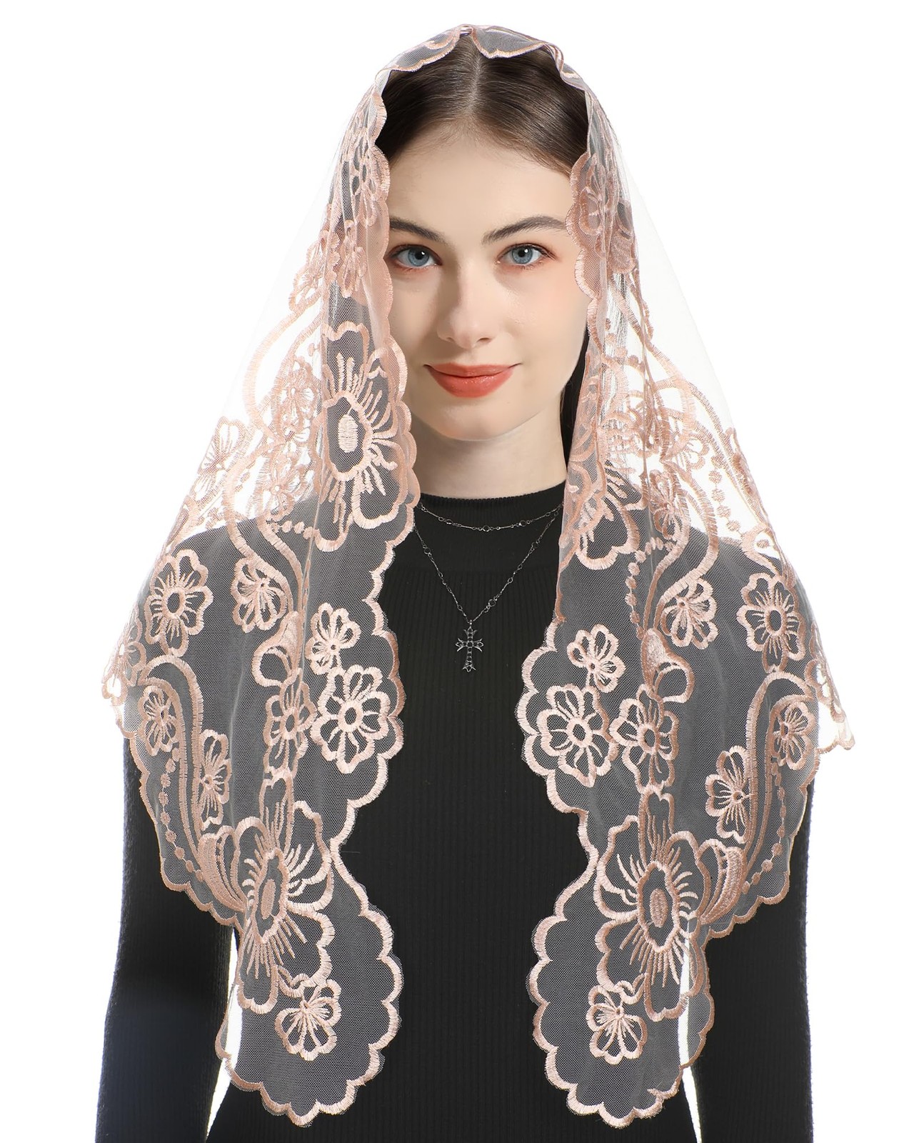 Church Mantilla Catholic Veil: Our Lady of Guadalupe Embroidered Lace Chapel …