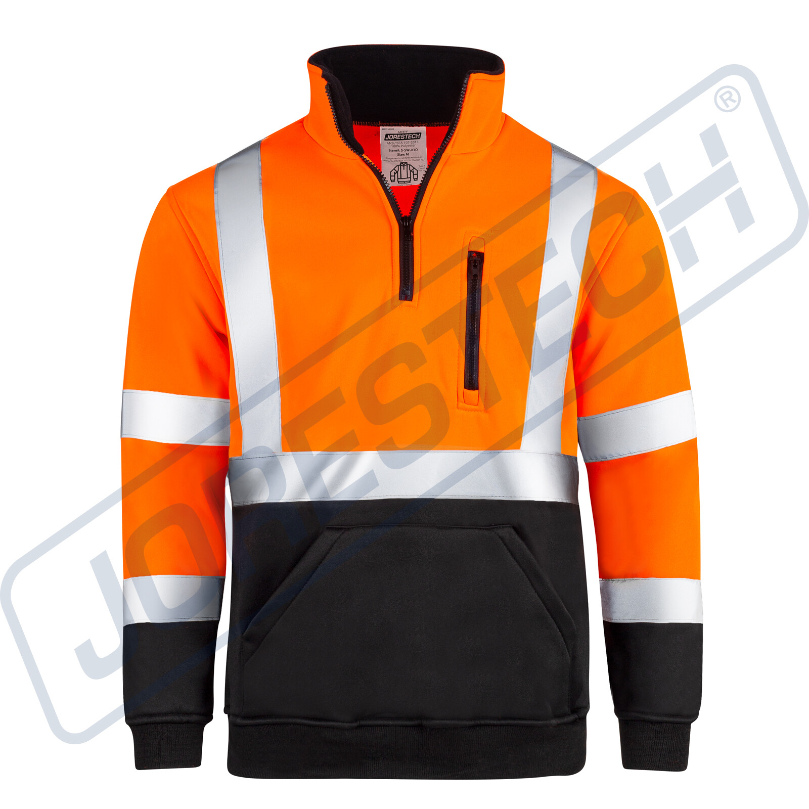 Hi-Vis Pullover Safety Workwear Fleece-lined Fleecy Zip Jumper Jacket Jorestech