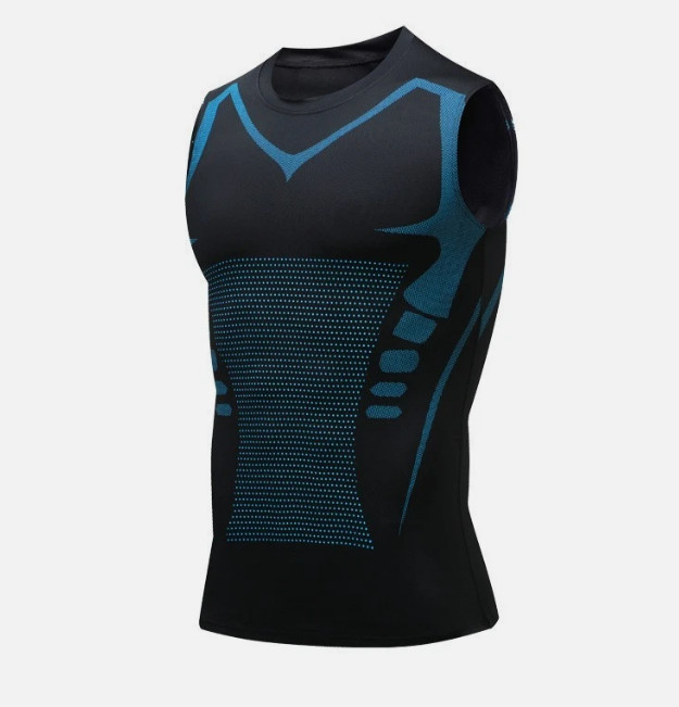 Men Compression Shirt Version Ionic Shaping Sleeveless Vest Sport Tank Top S-2XL