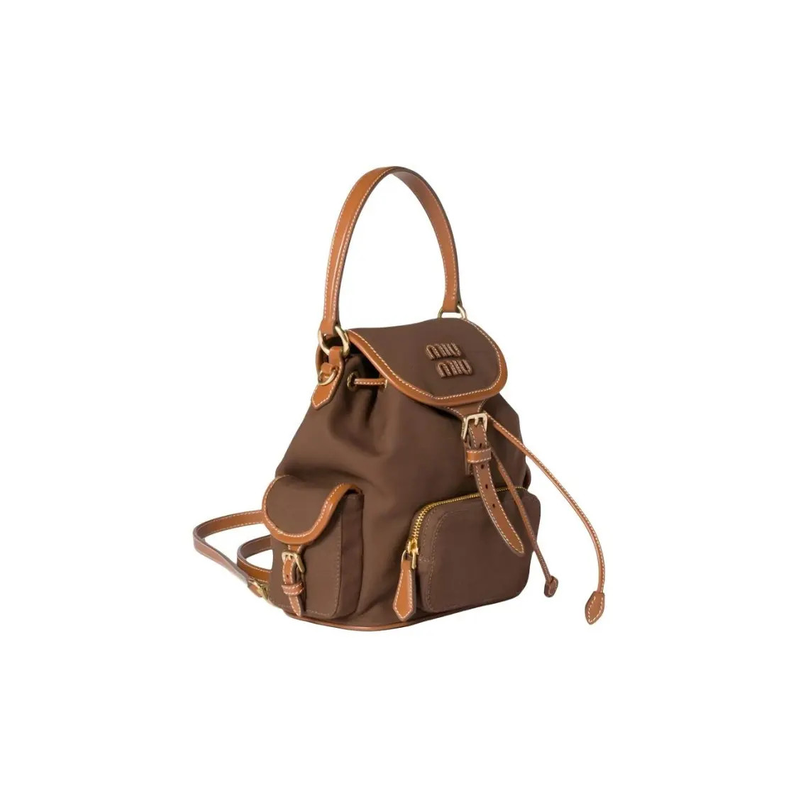 MIU MIU Cotton Backpack Regular Women’s Cocoa Brown Brandy 7×4.5×8.6 in