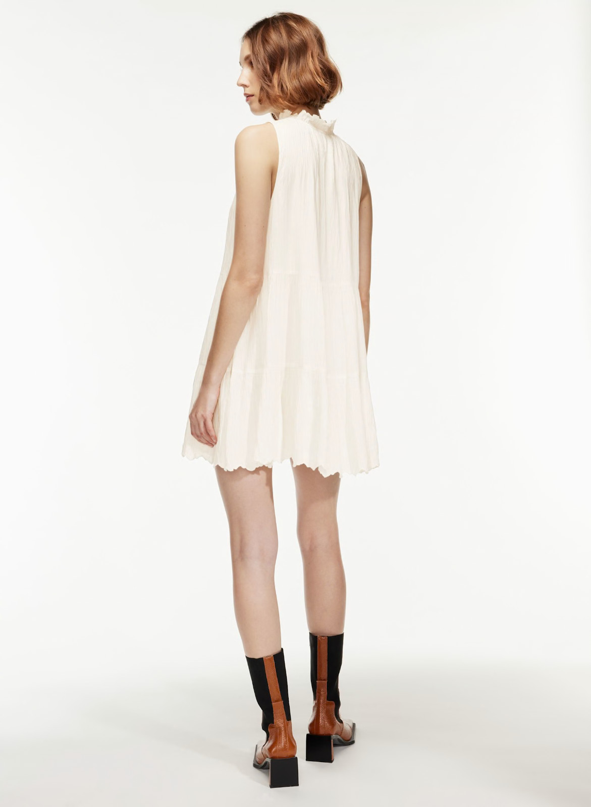 Aritzia Wilfred Daiquiri Dress Women’s S White Tiered Mini Flounce