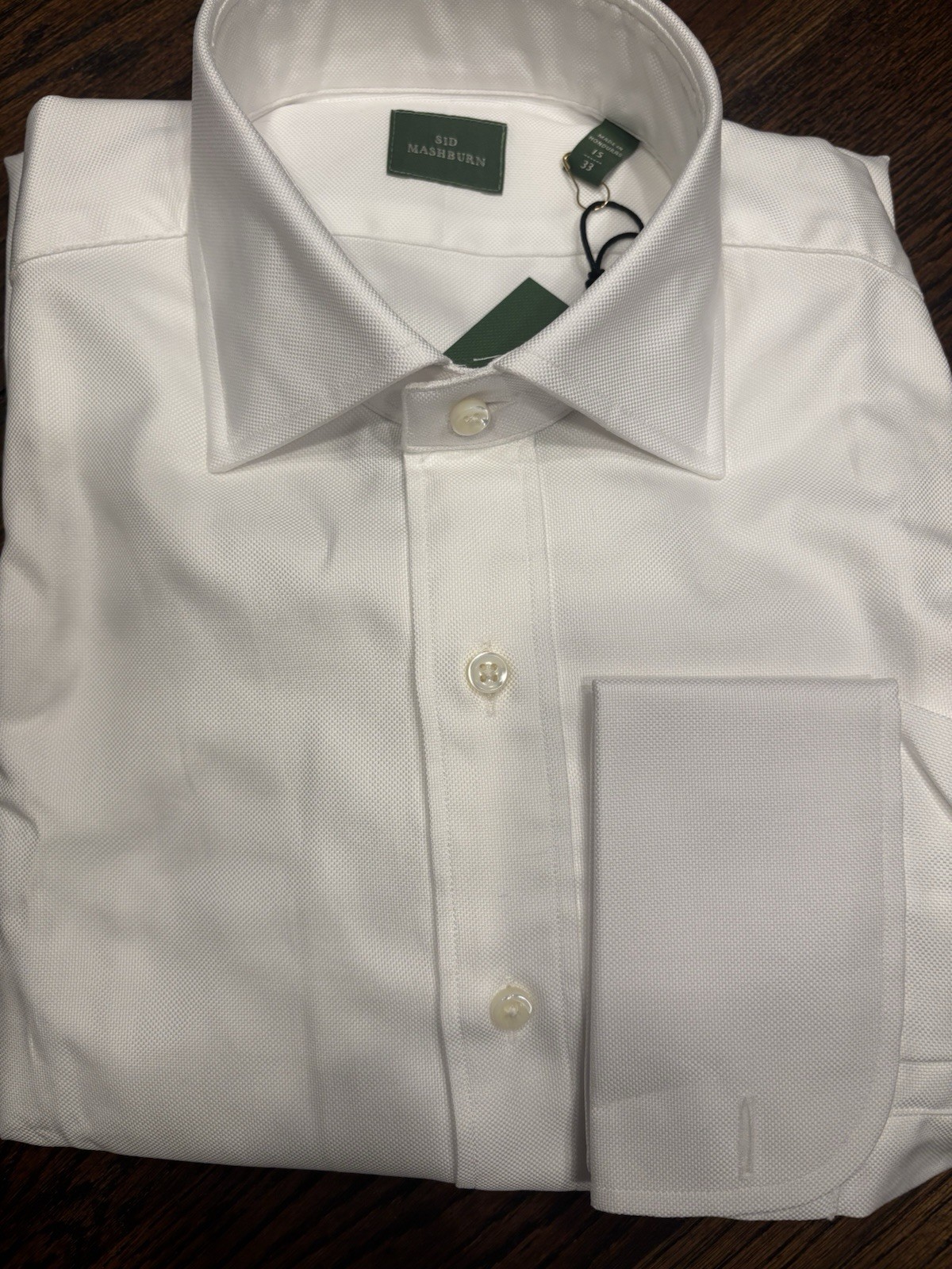 Sid Mashburn White Dress Shirt 15/33 French Cuff Spread Collar 100% Cotton