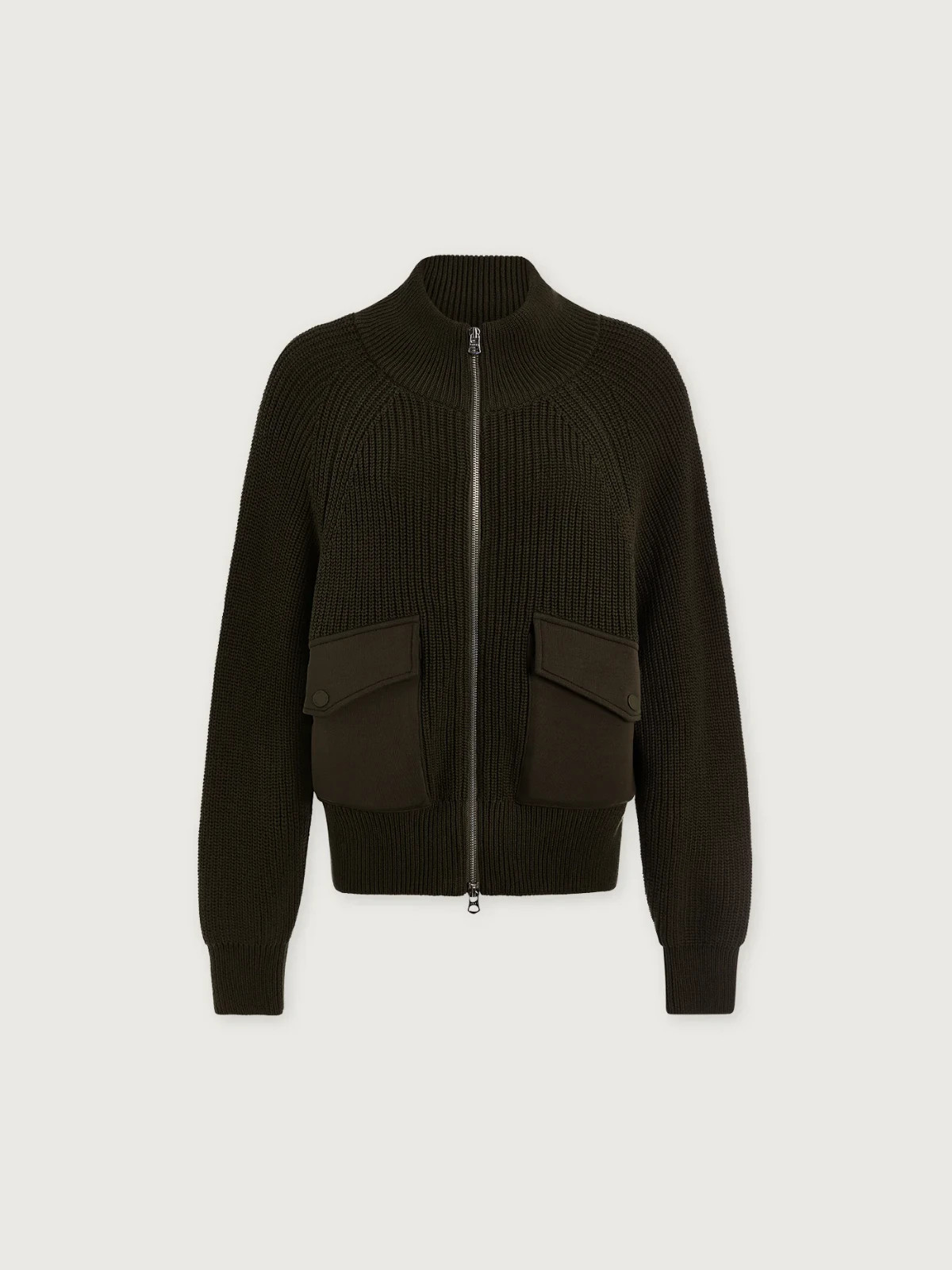 Varley Tessa Zip-Through Knit Jacket in Forest Night, Size Medium