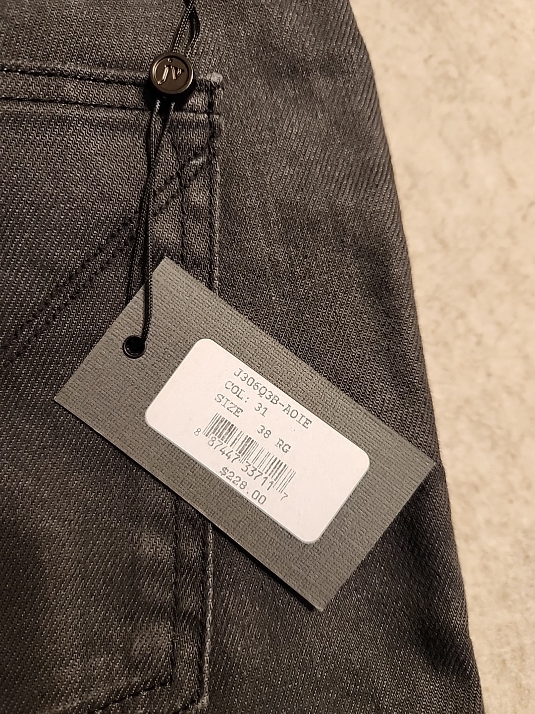 John Varvatos USA Men’s Bowery Slim Straight Jeans 38×27 NEW $228 J306Q3B-AOIE