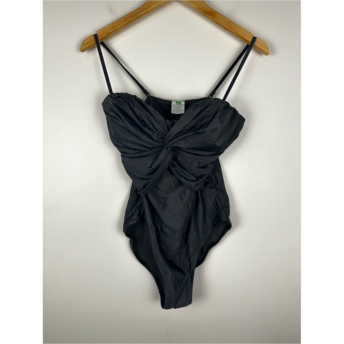 J.Crew New Womens Plus Twist Front Bandeau Swimsuit Black Size 8