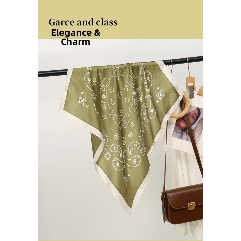 For Neck Cashew Flower Scarf Square Neckerchief Soft Smooth Feel Lightweight 45G