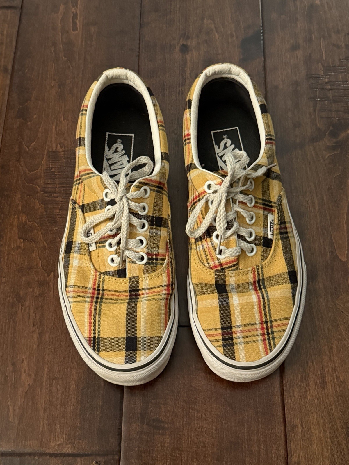 VANS Era Plaid Skate Shoes Yellow & White Men 6.5 Women 8 Sneakers Casual