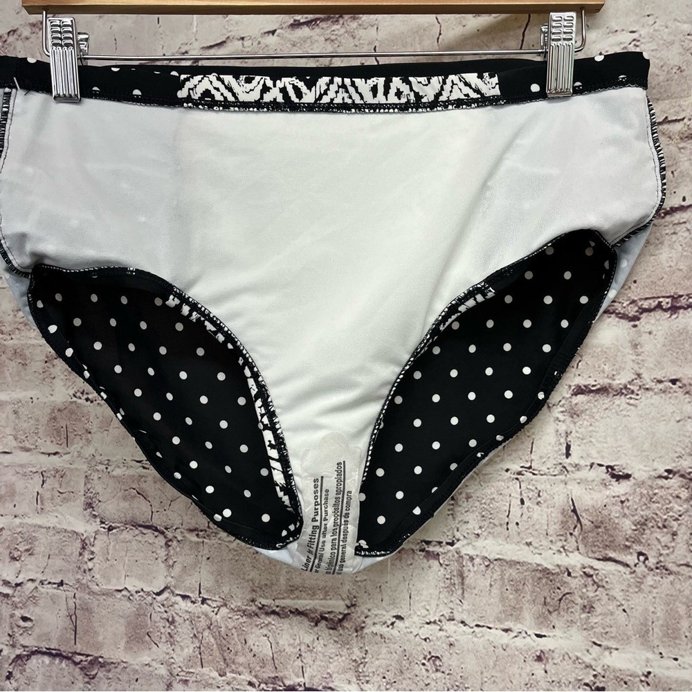 Catalina Swim Bikini Bottom Black White Floral Dot High Rise Size 1X 16W