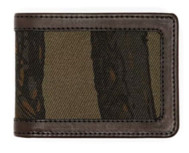 Filson Rugged Twill Packer Wallet Leather Canvas Bifold Maple Bark Camo USA Made