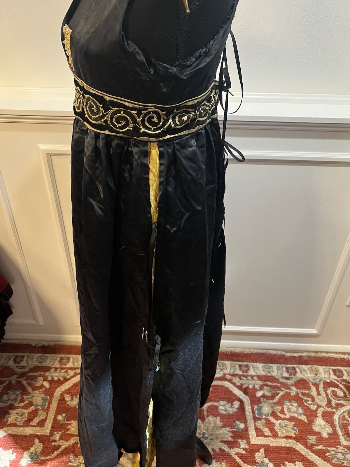 Medium Blue/Gold Satin Gothic Dress Medieval Renaissance Homemade Quality